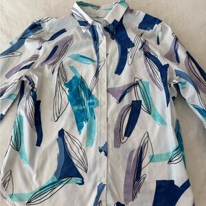 Chicos 2.5 Size 14 No Iron™ Coastal Stretch Button Shirt CH1